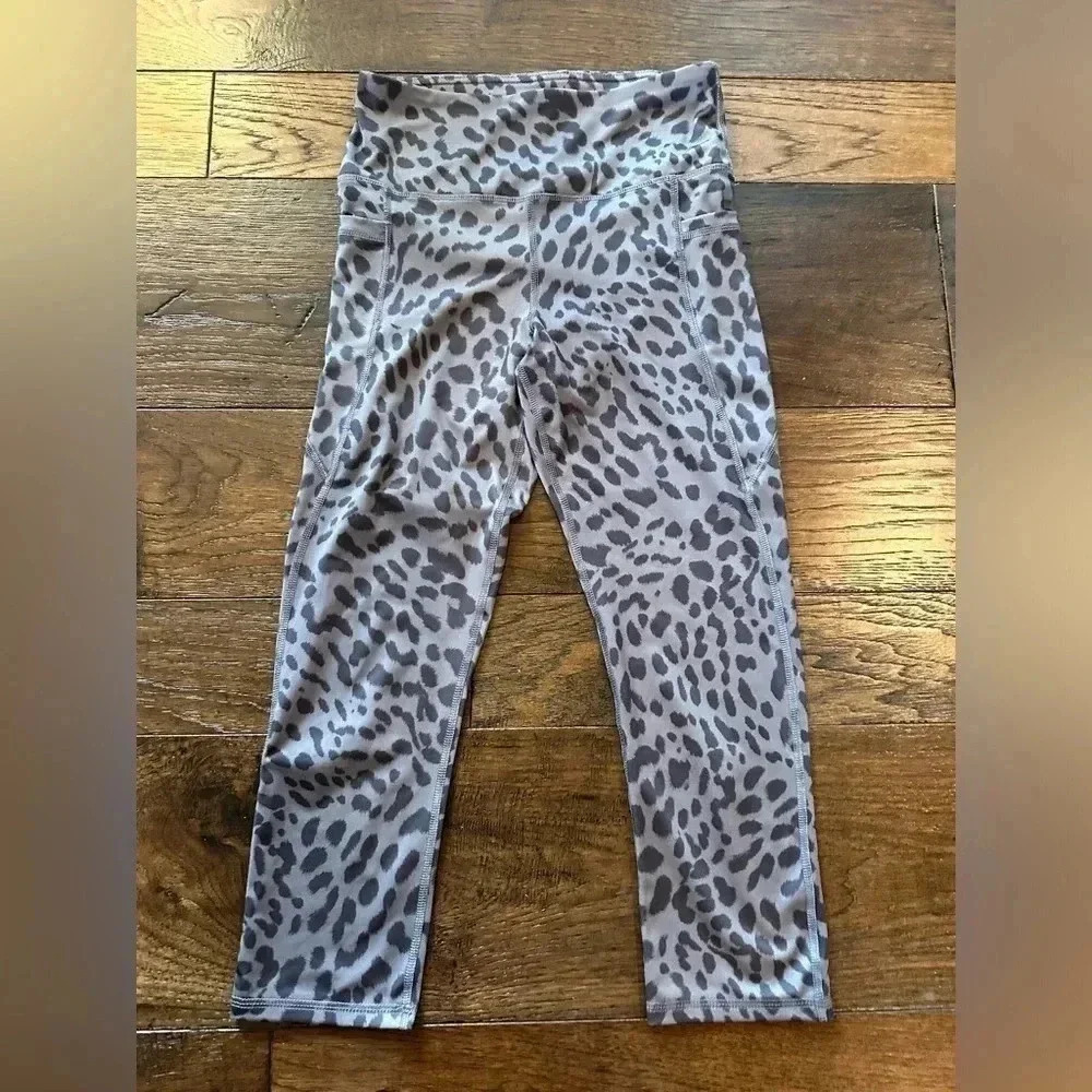 ADRIENNE VITTADINI Gray Cheetah High Waist Leggings Yoga Pants -Women's Small